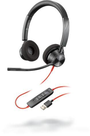 Poly 213934-01 Blackwire 3320 USB-A Wired Binaural Headset – Noise-Cancelling, Black