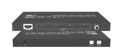 Vivolink VLVW1X4 Video Wall Processor – 4 Output HDMI 2.0b, 4K Input, Black
