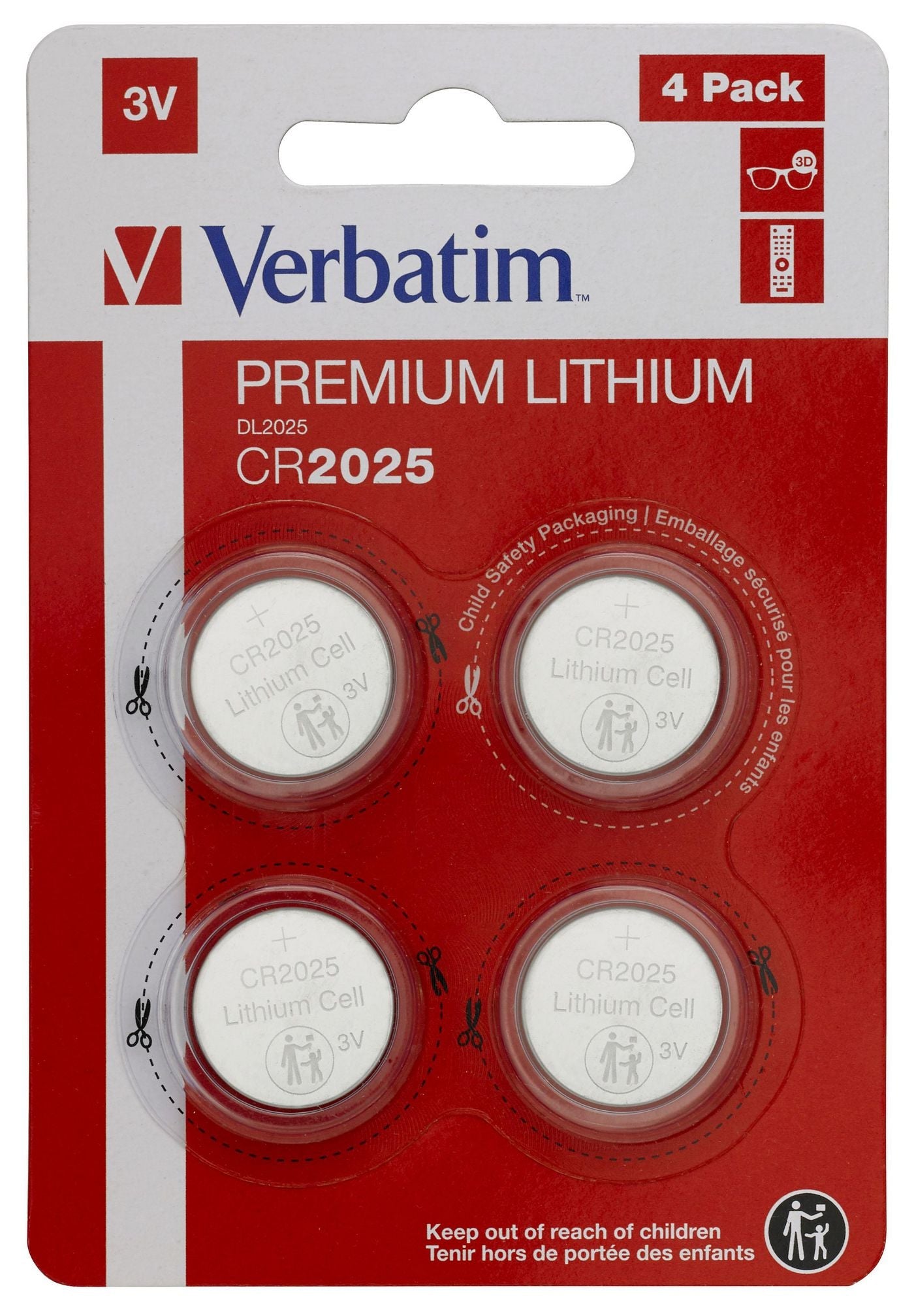 Verbatim 49532 CR2025 Single-use Lithium Battery 3V 4-Pack