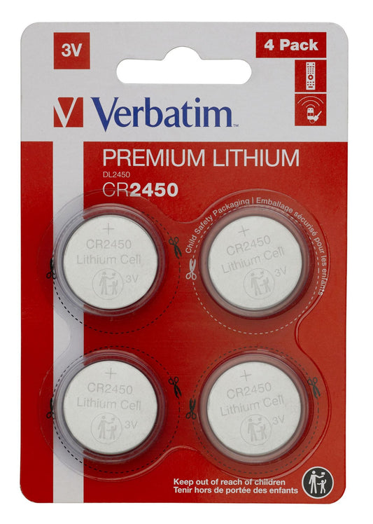 Verbatim 49535 CR2450 Single-use Lithium Battery 3V 4-Pack