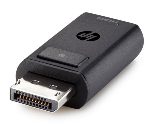 HP F3W43ET DisplayPort to HDMI 1.4 Adapter – Black with Copper Contacts, Compact Design