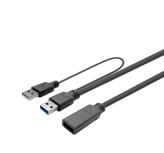 Vivolink 15m USB 3.2 Gen 1 Active Extension Cable – USB A to A, Black, RoHS