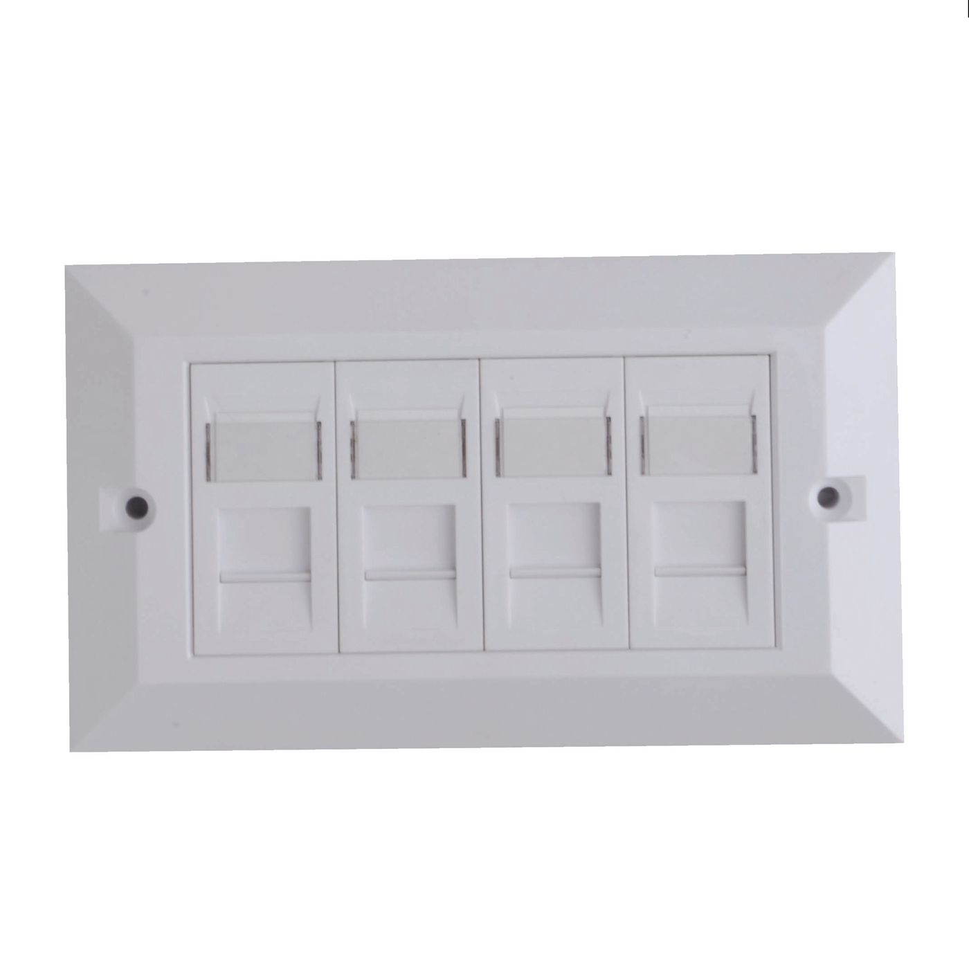 Lanview LVN126188UK-4 4-Port RJ-45 Outlet Box – White CAT6 Faceplate
