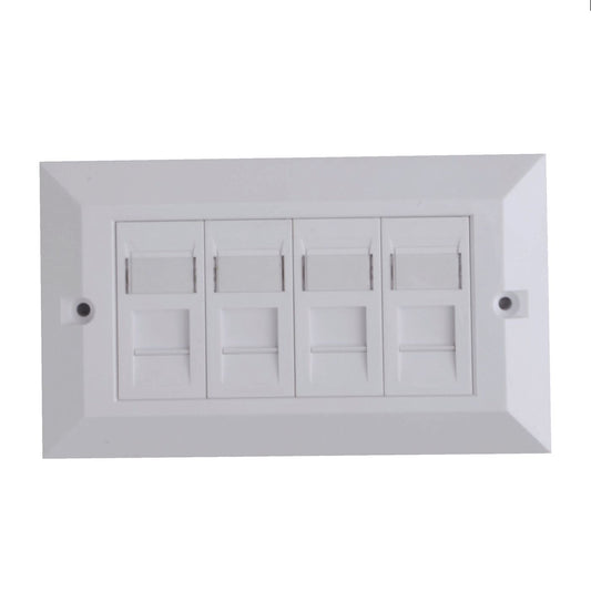 Lanview LVN126188UK-4 4-Port RJ-45 Outlet Box – White CAT6 Faceplate