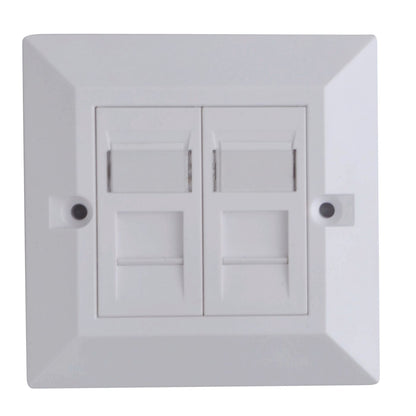 Lanview LVN126188UK-2 Outlet Box – CAT6 Dual Gang UK Type 86x86mm