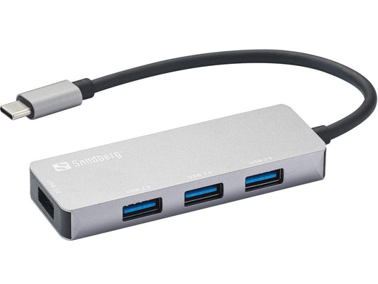Sandberg 336-32 USB-C Hub – 4-Port Aluminium USB 3.0/2.0 Adapter
