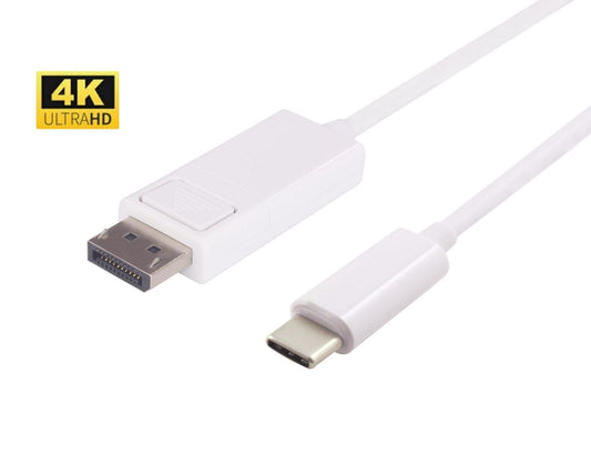 MicroConnect USB3.1CDPB2W USB-C to DisplayPort Cable 2m – 4K Ultra HD, Gold-Plated, White