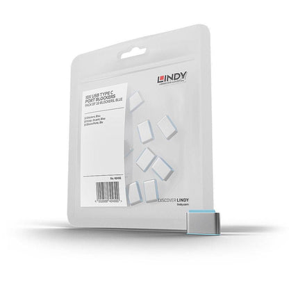 Lindy 40466 USB Type C Port Blockers – Blue – 10 Pack | Secure ABS Port Protection