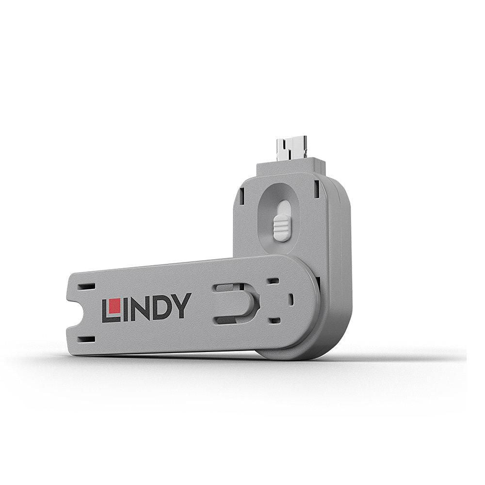 Lindy 40624 USB Type A Port Blocker Key – White, Secure USB Port Protection, ABS