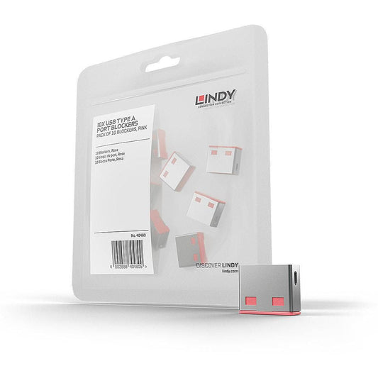 Lindy 40460 USB Port Blocker – 10 Pack Pink – USB Type-A Physical Security