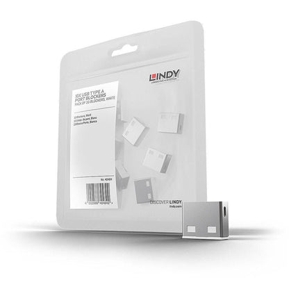 Lindy 40464 USB Port Blocker – 10 Pack, White, Physical USB Type-A Security