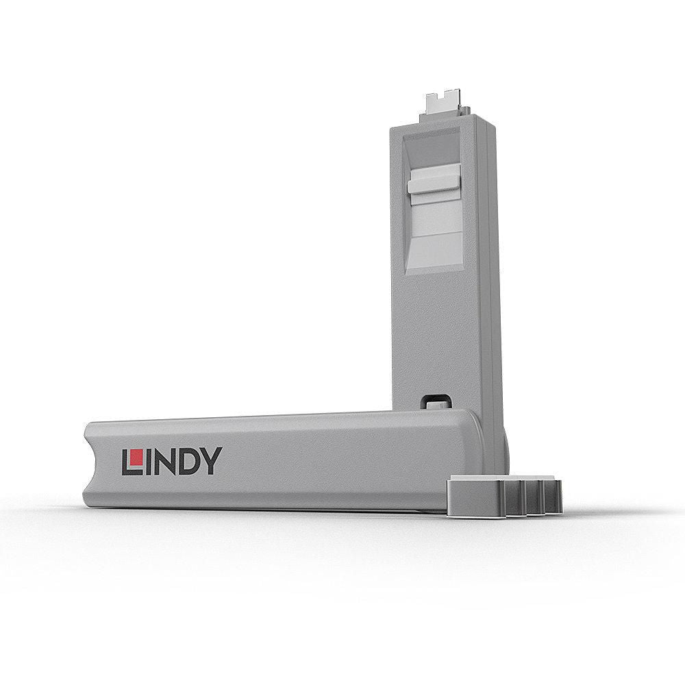 Lindy 40427 USB Type C Port Blocker Key – 4 Blockers, White, Physical Port Security