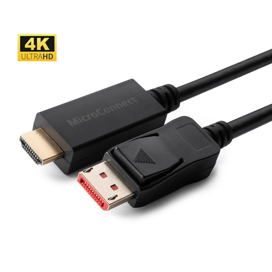 MicroConnect MC-DP-HDMI-10004K DisplayPort to HDMI Cable – 10m 4K Ultra HD Black, Gold-Plated Connectors