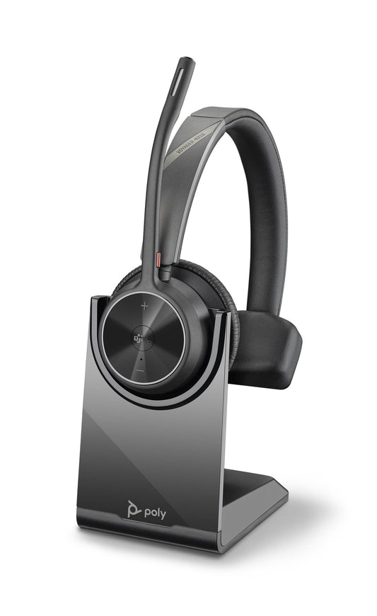 Poly 218471-02 Voyager 4310 UC Wireless Headset with Charge Stand – Mono, USB-A
