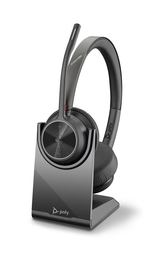 Poly 218476-02 Voyager 4320 UC Wireless Headset with Charging Stand – Bluetooth, USB-A