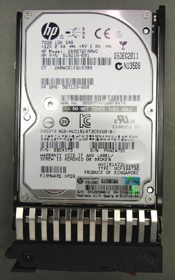 Hewlett Packard Enterprise 512743-001 Internal Hard Drive – 72GB 2.5" SAS 15000RPM