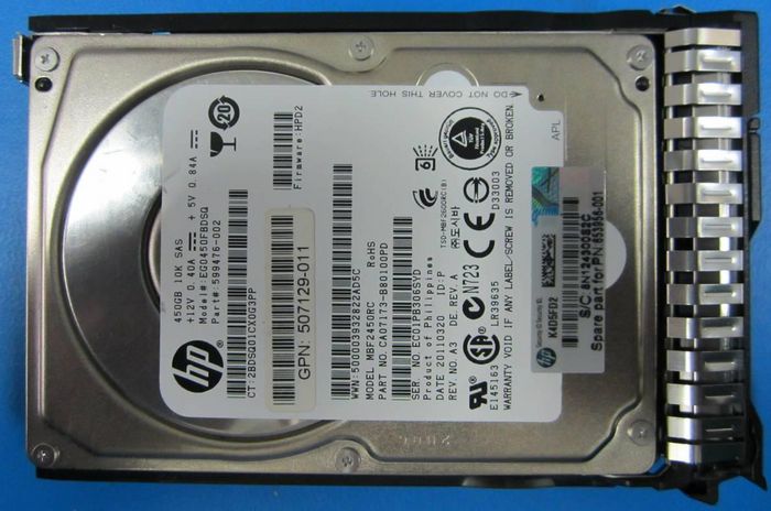 Hewlett Packard Enterprise 653956-001 Internal Hard Drive – 450GB 2.5" SAS 10K RPM