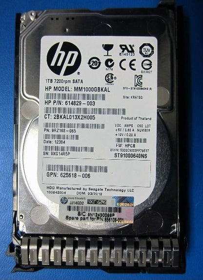 Hewlett Packard Enterprise 656108-001-RFB 1TB 2.5" SATA 7200RPM Internal Hard Drive