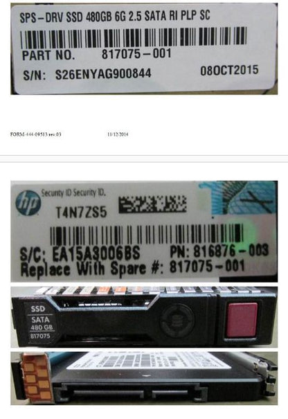 Hewlett Packard Enterprise 817075-001 480GB 2.5" SATA III SSD – SFF RI SC