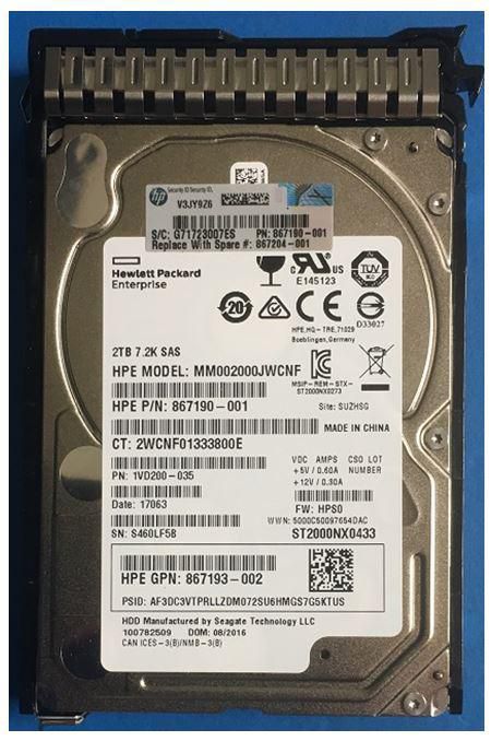 Hewlett Packard Enterprise 867204-001 2TB 2.5" 7200RPM SAS HDD