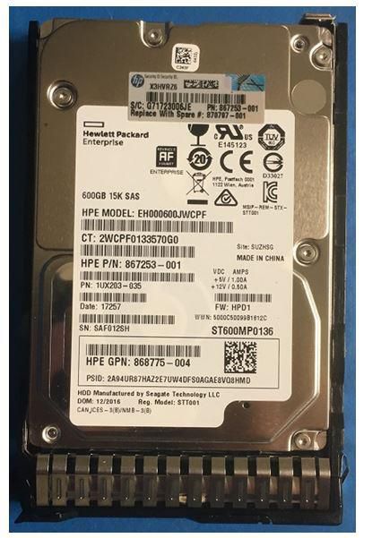 Hewlett Packard Enterprise 870797-001 600GB 2.5" 12G SAS 15K RPM HDD