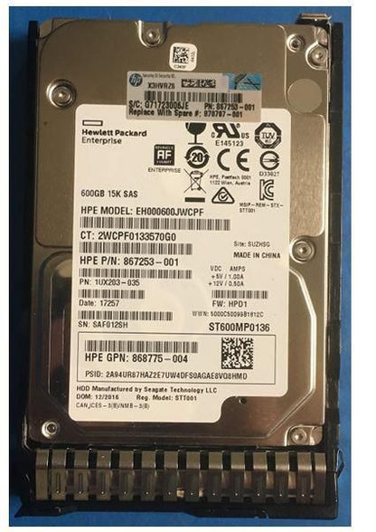 Hewlett Packard Enterprise 870797-001 600GB 2.5" 12G SAS 15K RPM HDD