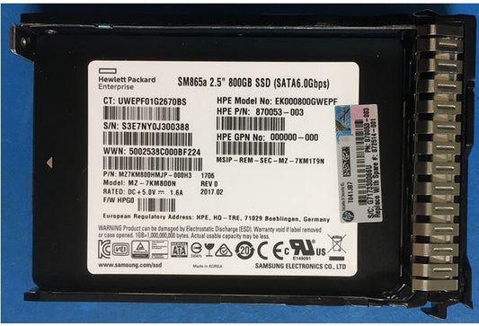 Hewlett Packard Enterprise 872514-001-RFB Internal Hard Drive – 800GB SATA 6G SFF WI-3 DS SC