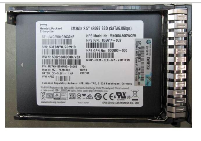 Hewlett Packard Enterprise 872518-001-RFB 480GB 2.5" SATA III SSD – SFF MU-3 PLP SC