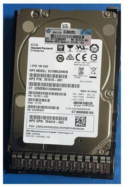 Hewlett Packard Enterprise 872738-001 Internal Hard Drive – 2TB 2.5" SAS 12G 10000RPM