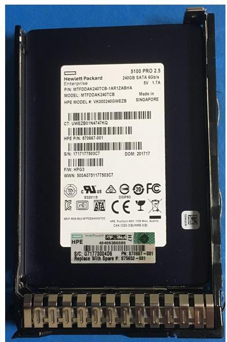 Hewlett Packard Enterprise 875652-001 SSD 240GB SFF SATA RI – 3-Year Warranty
