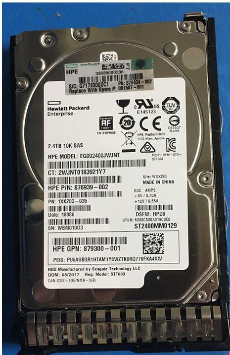 Hewlett Packard Enterprise 881507-001 Internal Hard Drive – 2.4TB 2.5" 12G SAS 10K RPM