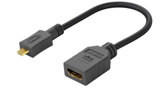 MicroConnect HDM19F19MMC HDMI to Micro HDMI Adapter – 4K Ultra HD, Gold-Plated, 0.15m, Black