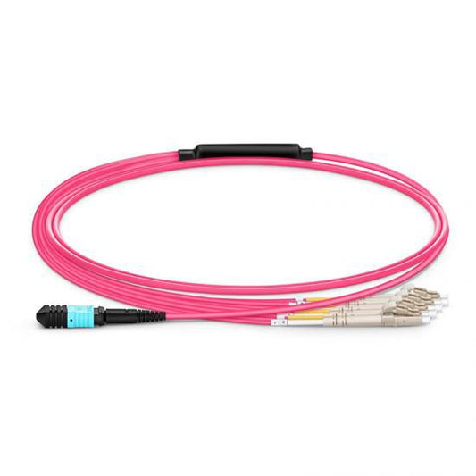 Lanview LVO230502-MTP 2m OM4 Fibre Optic Cable – MTP Female to LC Male, Violet, LSZH