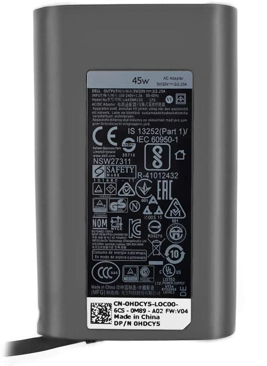 DELL X2GC2 45W Power Adapter – 19.5V 3-Pin Type C with C6 Power Cord