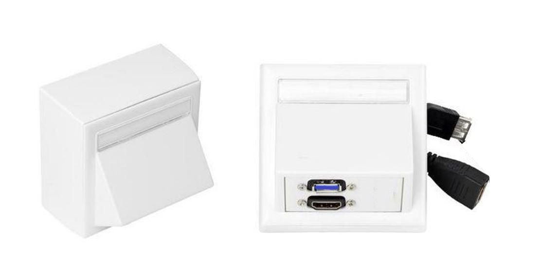 Vivolink WI221261 Wall Outlet – HDMI + USB A Socket, White, Minimalist Design