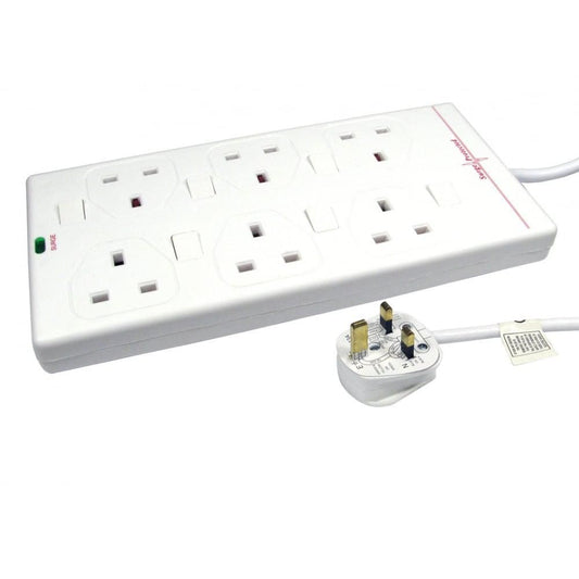 MicroConnect GRU006WUK-SWITCH 6-Way Individually Switched Power Strip 2m Cable White