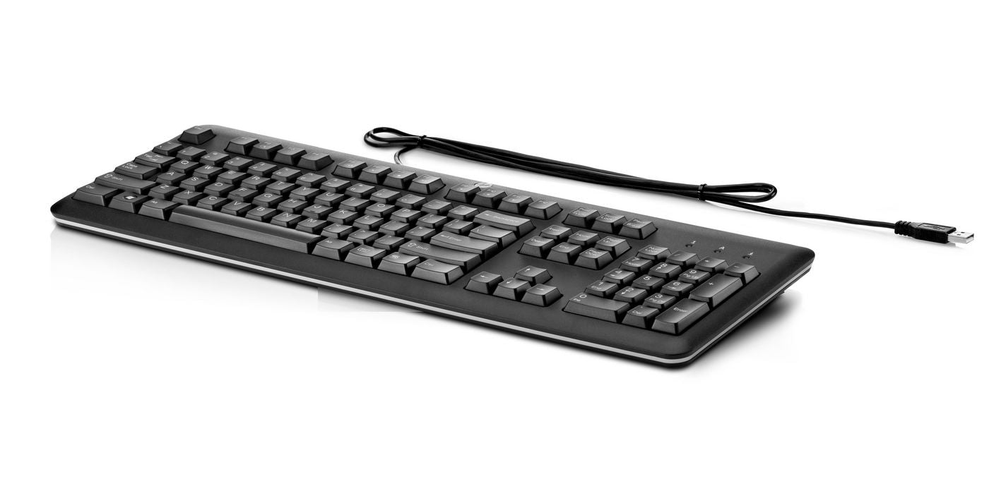 HP QY776AT#ABU Keyboard – Full-Size Wired USB Membrane Black Office