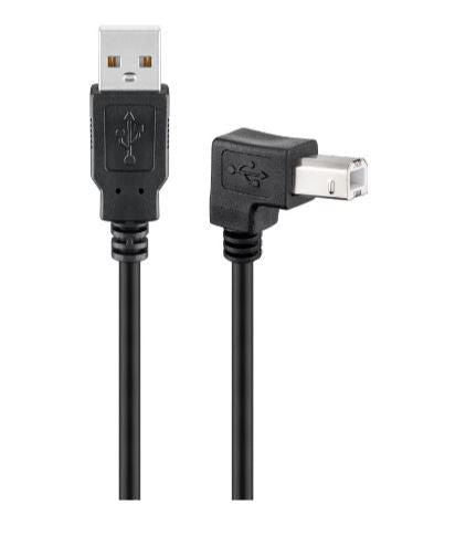 MicroConnect USBAB2ANGLED USB 2.0 Cable 2m USB A to USB B Angled Black