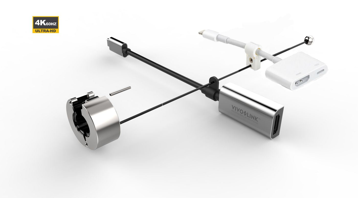 Vivolink PROADRING10S Video Cable Adapter – HDMI, USB-C & Lightning, 4K@60Hz, Silver, Dual Chipset