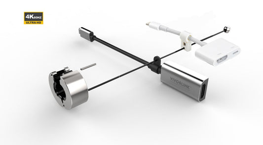 Vivolink PROADRING10S Video Cable Adapter – HDMI, USB-C & Lightning, 4K@60Hz, Silver, Dual Chipset