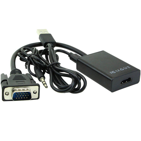 MicroConnect MONGGHDMI VGA to HDMI Converter with USB Power and Audio – Full HD 1080p, Black