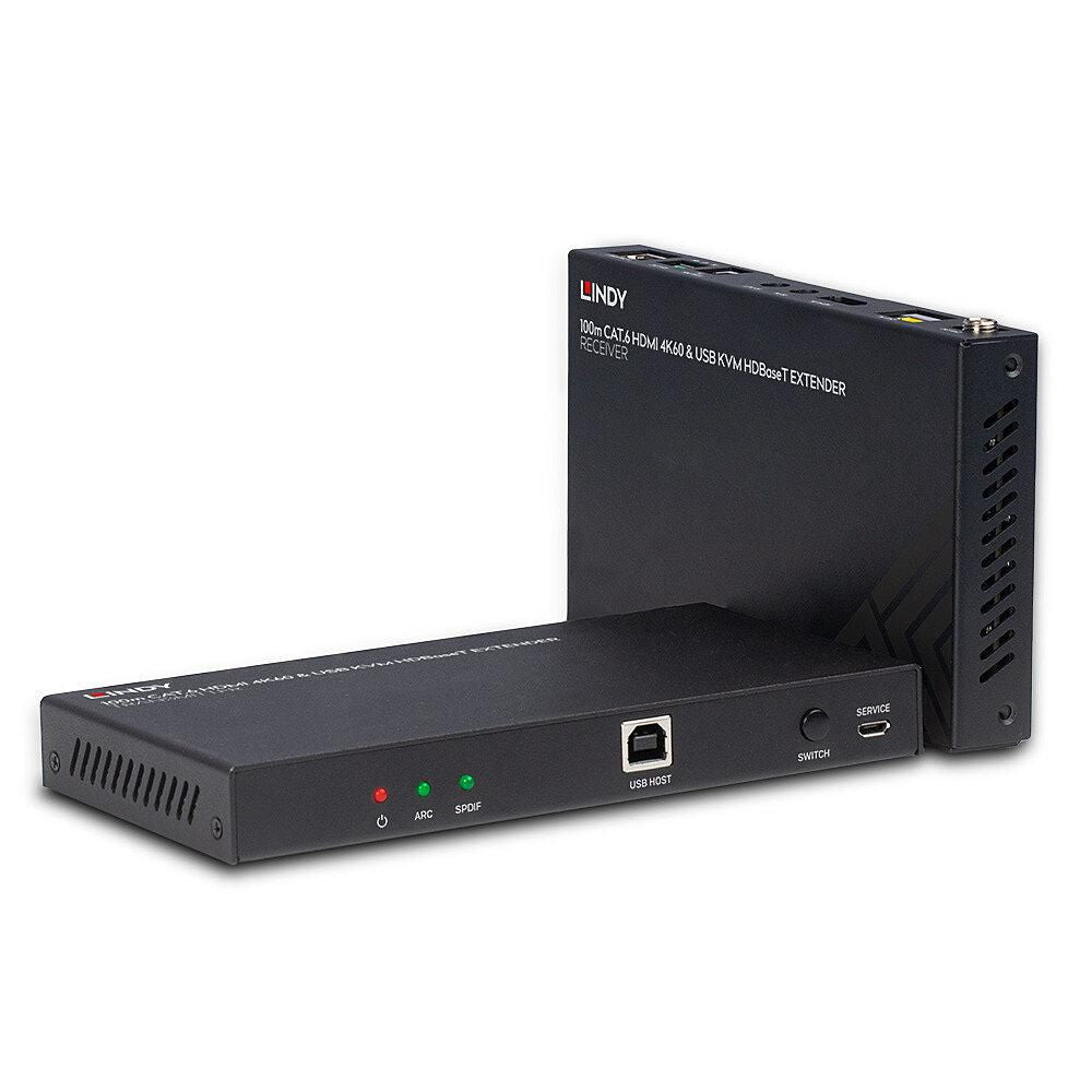 Lindy 38343 KVM Extender – 100m Cat.6 HDMI 4K60 Audio IR RS-232 HDBaseT