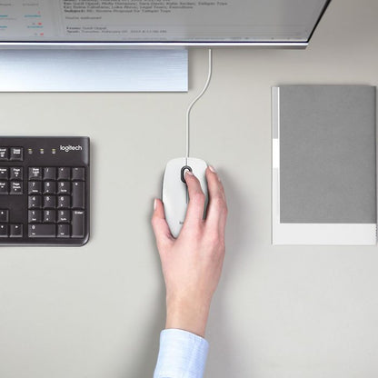 Logitech 910-006764 M100 Corded Mouse – USB Optical Ambidextrous 1000 DPI White