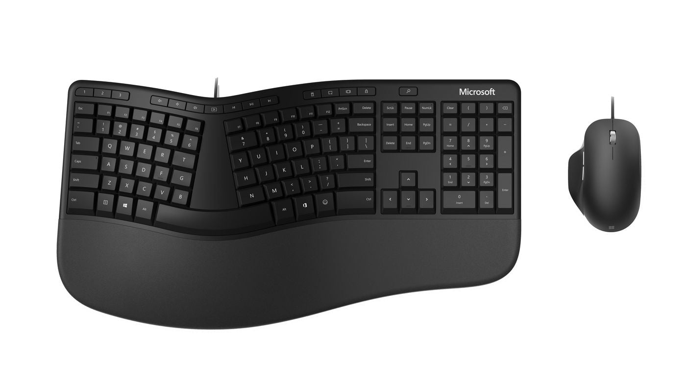 Microsoft RJU-00009 Ergonomic Desktop Keyboard & Mouse Set – USB, Nordic Layout