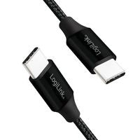 LogiLink CU0154 USB 2.0 Type-C Cable – 1m Black Metal Fabric 3A