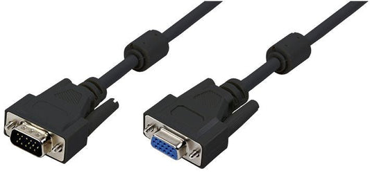 LOGON TCOCSVGAC15 15m VGA Extension Cable – HD DSUB 15-Pin Male to Female, Ferrite Core, Double Shielded