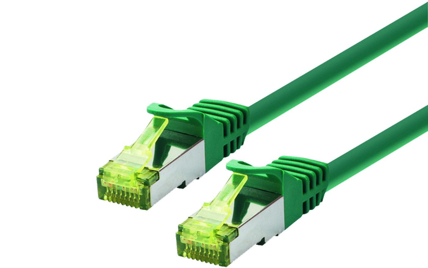 LOGON PROFESSIONAL Cat6A S/FTP Patch Cable 15m – Green, LSZH, Double Shielded, RJ45