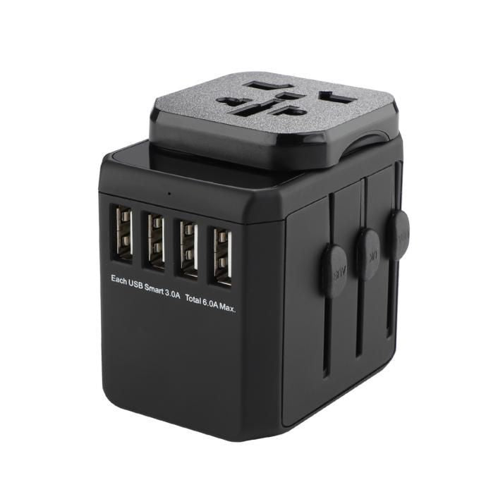 MicroConnect MC-TRAVELADAPTER2 Travel Charger Adapter with 4 USB Ports Black