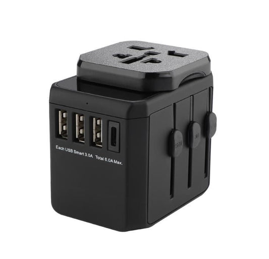 MicroConnect MC-TRAVELADAPTER3 Travel Charger Adapter with 3 USB A and 1 USB-C Ports 20W PD