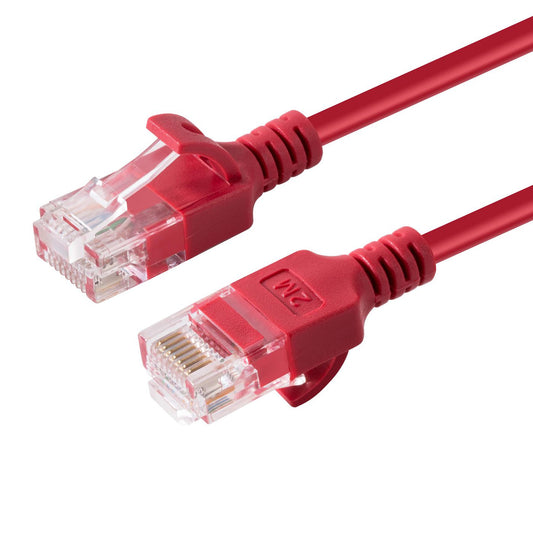 Microconnect Cat6a U/UTP Slim Network Cable 0.15m Red – LSZH, RJ-45, 10Gbps